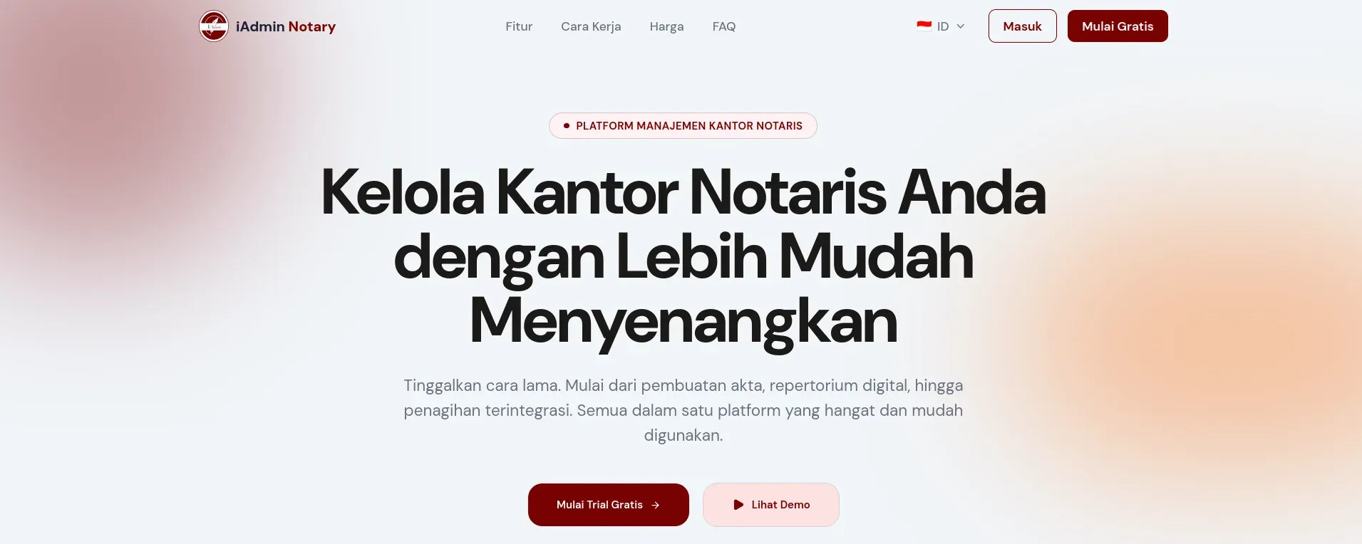 iadmin Notary landing page interface